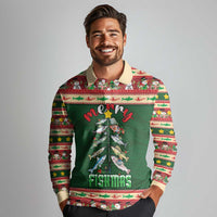 Fishing Christmas Long Sleeve Polo Shirt Merry Fishmas - Wonder Print Shop