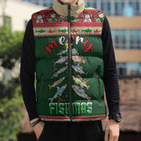 Fishing Christmas Sleeveless Puffer Jacket Merry Fishmas - Wonder Print Shop