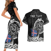 Personalized Viking Iceland Couples Matching Short Sleeve Bodycon Dress and Hawaiian Shirt Icelander Viking Ship