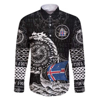 Personalized Viking Iceland Family Matching Long Sleeve Bodycon Dress and Hawaiian Shirt Icelander Viking Ship