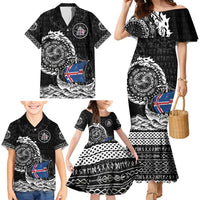 Personalized Viking Iceland Family Matching Mermaid Dress and Hawaiian Shirt Icelander Viking Ship