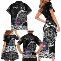 Personalized Viking Iceland Family Matching Short Sleeve Bodycon Dress and Hawaiian Shirt Icelander Viking Ship