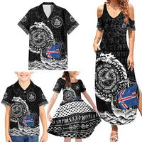 Personalized Viking Iceland Family Matching Summer Maxi Dress and Hawaiian Shirt Icelander Viking Ship