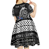 Personalized Viking Iceland Kid Short Sleeve Dress Icelander Viking Ship