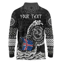 Personalized Viking Iceland Long Sleeve Polo Shirt Icelander Viking Ship