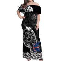 Personalized Viking Iceland Off Shoulder Maxi Dress Icelander Viking Ship