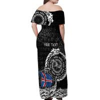Personalized Viking Iceland Off Shoulder Maxi Dress Icelander Viking Ship