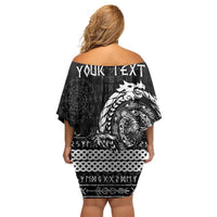 Personalized Viking Iceland Off Shoulder Short Dress Icelander Viking Ship
