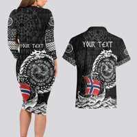 Personalized Viking Norway Couples Matching Long Sleeve Bodycon Dress and Hawaiian Shirt Norwegian Viking Ship