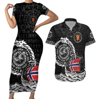 Personalized Viking Norway Couples Matching Short Sleeve Bodycon Dress and Hawaiian Shirt Norwegian Viking Ship