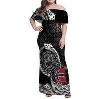 Personalized Viking Norway Family Matching Off Shoulder Maxi Dress and Hawaiian Shirt Norwegian Viking Ship