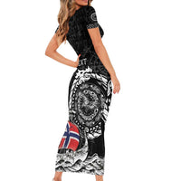 Personalized Viking Norway Family Matching Short Sleeve Bodycon Dress and Hawaiian Shirt Norwegian Viking Ship