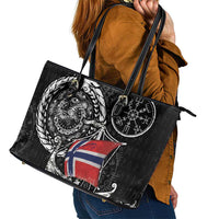 Viking Norway Leather Tote Bag Norwegian Viking Ship