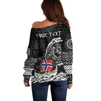 Personalized Viking Norway Off Shoulder Sweater Norwegian Viking Ship