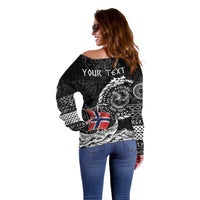 Personalized Viking Norway Off Shoulder Sweater Norwegian Viking Ship