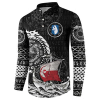 Personalized Viking Greenland Button Sweatshirt Greenlander Viking Ship