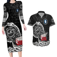 Personalized Viking Greenland Couples Matching Long Sleeve Bodycon Dress and Hawaiian Shirt Greenlander Viking Ship
