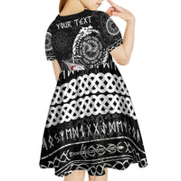 Personalized Viking Greenland Kid Short Sleeve Dress Greenlander Viking Ship