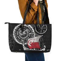 Viking Greenland Leather Tote Bag Greenlander Viking Ship