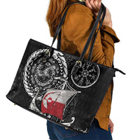 Viking Greenland Leather Tote Bag Greenlander Viking Ship