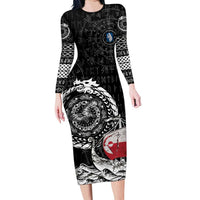 Personalized Viking Greenland Long Sleeve Bodycon Dress Greenlander Viking Ship