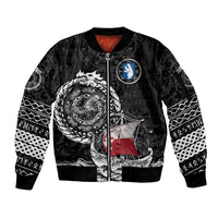 Personalized Viking Greenland Sleeve Zip Bomber Jacket Greenlander Viking Ship