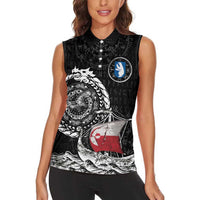 Personalized Viking Greenland Women Sleeveless Polo Shirt Greenlander Viking Ship