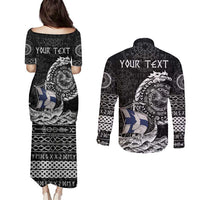 Personalized Viking Finland Couples Matching Puletasi and Long Sleeve Button Shirt Finnish Viking Ship