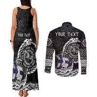 Personalized Viking Finland Couples Matching Tank Maxi Dress and Long Sleeve Button Shirt Finnish Viking Ship