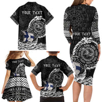 Personalized Viking Finland Family Matching Long Sleeve Bodycon Dress and Hawaiian Shirt Finnish Viking Ship