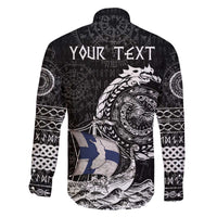 Personalized Viking Finland Family Matching Off The Shoulder Long Sleeve Dress and Hawaiian Shirt Finnish Viking Ship