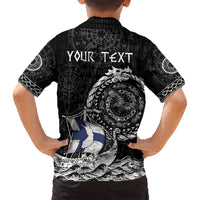 Personalized Viking Finland Family Matching Off Shoulder Short Dress and Hawaiian Shirt Finnish Viking Ship