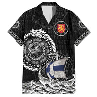 Personalized Viking Finland Family Matching Off Shoulder Short Dress and Hawaiian Shirt Finnish Viking Ship