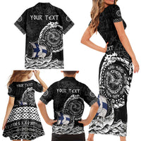 Personalized Viking Finland Family Matching Short Sleeve Bodycon Dress and Hawaiian Shirt Finnish Viking Ship