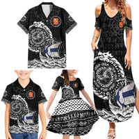 Personalized Viking Finland Family Matching Summer Maxi Dress and Hawaiian Shirt Finnish Viking Ship