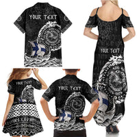 Personalized Viking Finland Family Matching Summer Maxi Dress and Hawaiian Shirt Finnish Viking Ship