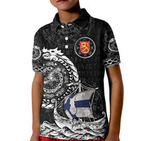 Personalized Viking Finland Kid Polo Shirt Finnish Viking Ship