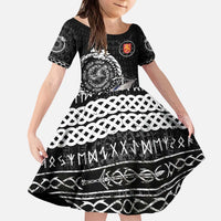 Personalized Viking Finland Kid Short Sleeve Dress Finnish Viking Ship