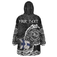 Personalized Viking Finland Wearable Blanket Hoodie Finnish Viking Ship