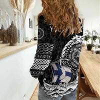 Personalized Viking Finland Women Casual Shirt Finnish Viking Ship