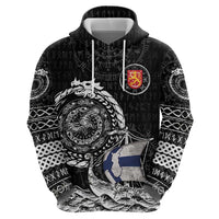 Personalized Viking Finland Zip Hoodie Finnish Viking Ship