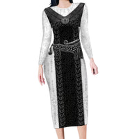 Ancient Scotland Long Sleeve Bodycon Dress Pictish Beast Celtic Knotwork