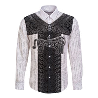 Ancient Scotland Long Sleeve Button Shirt Pictish Beast Celtic Knotwork
