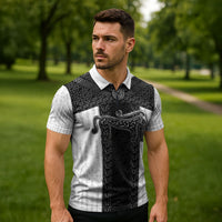 Ancient Scotland Zipper Polo Shirt Pictish Beast Celtic Knotwork