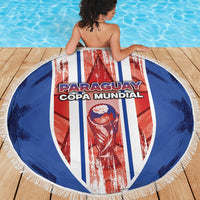 Paraguay Football Beach Blanket Trophy Grunge Stripes