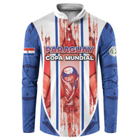 Custom Paraguay Football Button Sweatshirt Trophy Grunge Stripes