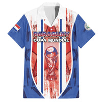 Custom Paraguay Football Hawaiian Shirt Trophy Grunge Stripes