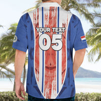 Custom Paraguay Football Hawaiian Shirt Trophy Grunge Stripes