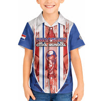 Custom Paraguay Football Hawaiian Shirt Trophy Grunge Stripes