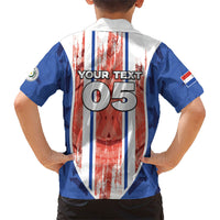Custom Paraguay Football Hawaiian Shirt Trophy Grunge Stripes